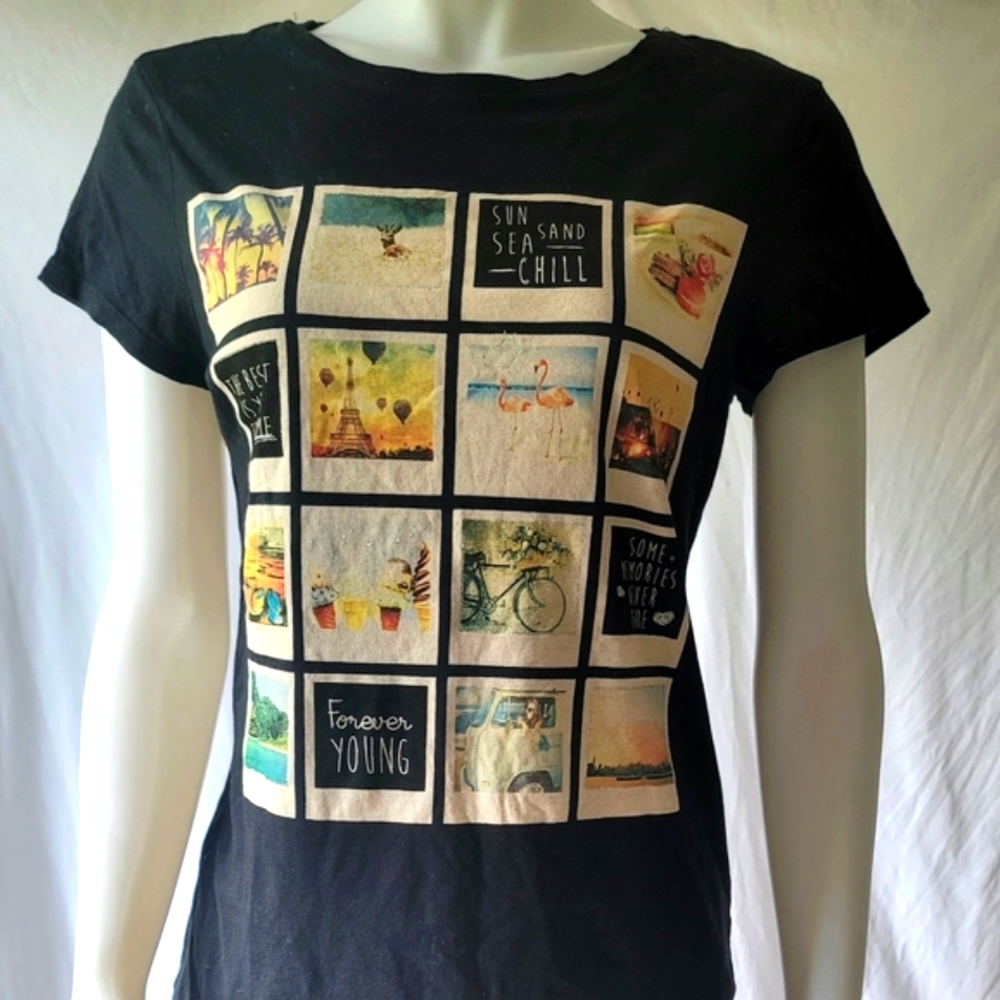 i jeans by Buffalo Graphics Print Short Sleeve T-Shirt Size S